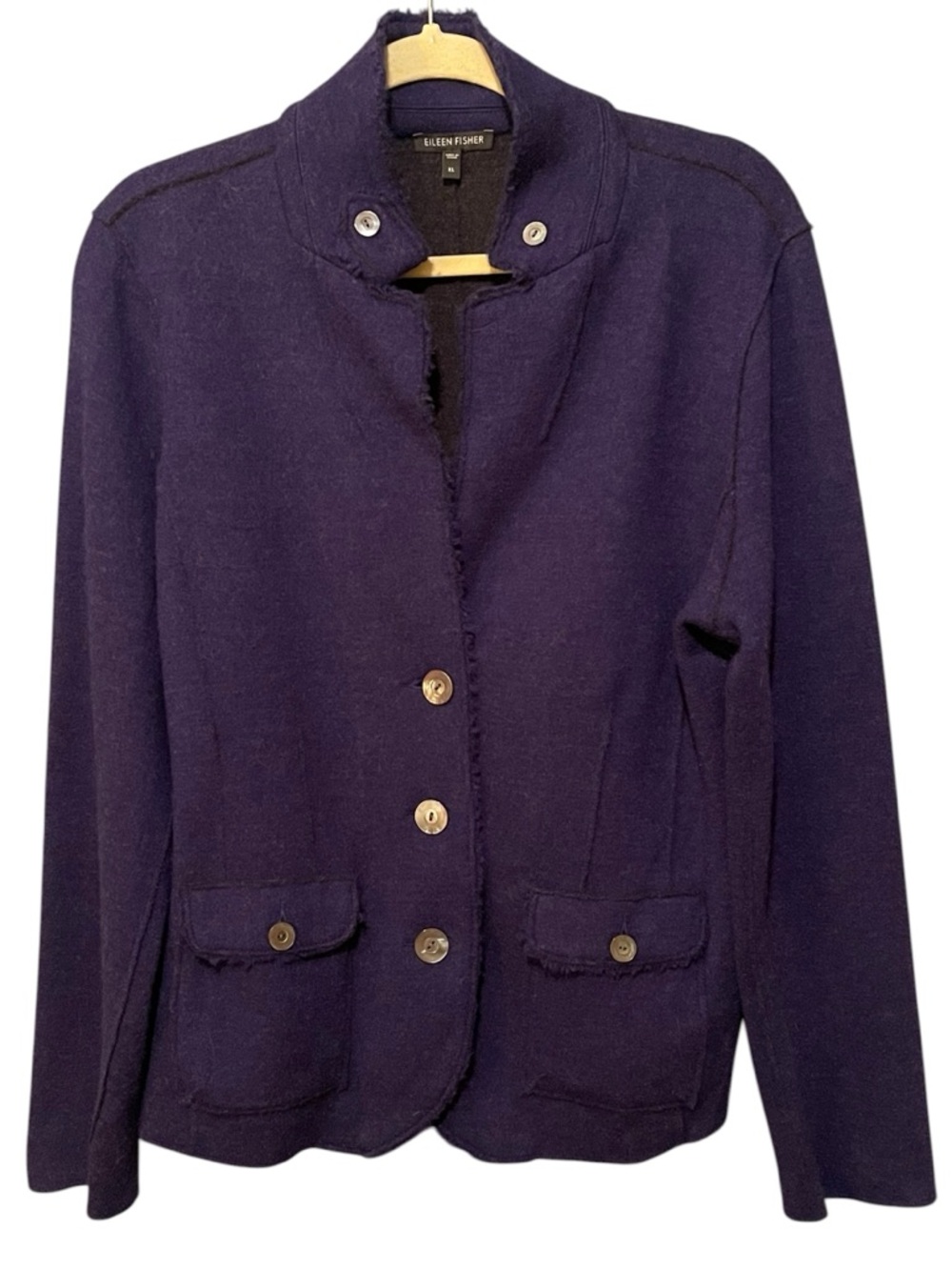 Eileen Fisher Purple 100% Merino Wool Felted Jacket XL Quiet Luxury - Picture 4 of 12